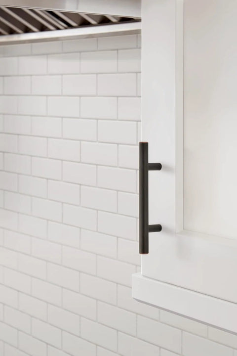 Oil Rubbed Bronze Bar Cabinet Pull 3 Inch Center To Center Contemporary Drawer Handle 5-3/8 Inch Overall Length 10 Pack installed