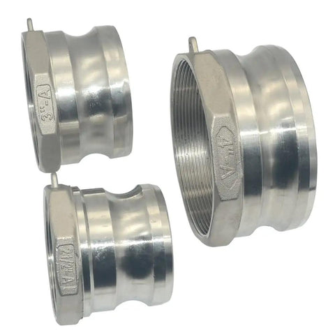 Female Pipe Threads 3 Inch Type A Trash Pump Adapter Male Camlock And Groove Hose Fitting Stainless Steel 316 For Vacuum Trucks Beefy Heavy Duty Suction And Discharge Line Assembly 316 SS