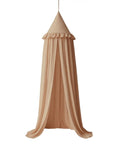 Kids Bed Canopy With Ruffles In Pastel Nougat, Frilled Cotton Tent Mosquito Netting For Nursery, Baby Crib Hanging Curtain