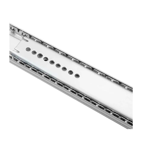 Beefed Up Center Mount Drawer Slides For Kitchen And Wardrobe Drawers, Wood Or Steel Frames, Handles Serious Load, Ball Bearing Glide, Smooth Quiet Operation, Safety Stop, Easy Install And Removable Sub Glides For Toolbox And Cabinet Drawers center-mount steel slide close-up
