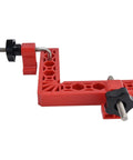 Squared Up 90 Degree Positioning Square Right Angle Splicing Clamp Kit Adjustable Woodworking Corner Fixture Pro Grade Jig For Cabinets Picture Frames No Hassle Setup Red Finish showing the adjustable components and clamps.