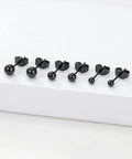 Hypoallergenic Titanium Ball Stud Earrings for Sensitive Ears, 3mm 4mm 5mm black, front view on white