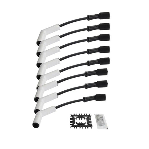 Premium Spark Plug Wire Sleeve Kit Fits GM LS LT Gen Engines Like LS2 LS3 LS4 LS7 8 Pcs Durable High Heat Replacement For Hot Rods And Muscle Cars, 8 white sleeves with black ends