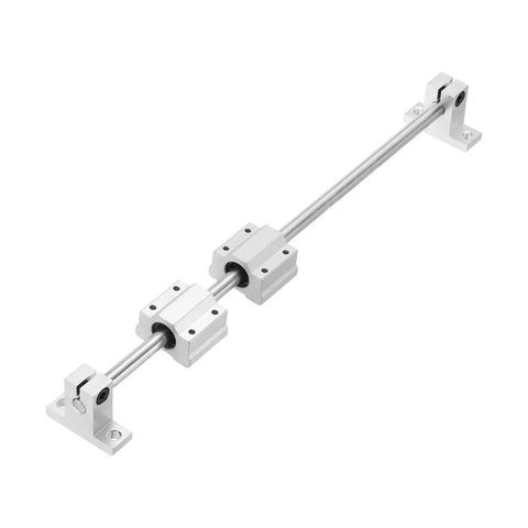 Two Pack 8mm By 400mm Linear Motion Rail Shaft Guide Kit with Four SCS8UU Bearings and Four SK8 Rail Supports for CNC and 3D Printers