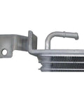 Premium HCZLHCZL Transmission Oil Cooler For Subaru Outback 2020 With 2.4L And 2.5L Engines That Keeps Your Ride Cool And Runs Smoothly While Replacing Part 901-52881. Close-up of aluminum transmission oil cooler with mounting bracket and hose fitting