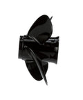 Spitfire Elite Series 4 Blade Aluminum Propeller For 25 30 HP Four Stroke Outboards Right Hand Rotation Nine Point Three Inch Diameter Eleven Inch Pitch With Beefed Up Blade Geometry For Faster Acceleration And Higher Top Speed, side view showing blade shape.