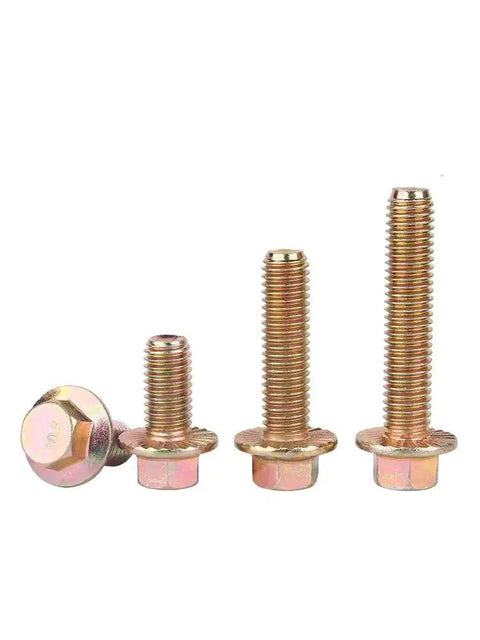 Shop Approved M12 Hex Flange Screws Zinc Plated 10.9 Grade Heavy Duty Fine Thread Fasteners, four different sizes.