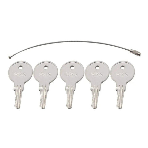 Set Of 5 Premium Replacement Keys CH523 Compatible With Snorkel Lifts And Boom Trucks, stainless steel keys, anti-slip grip.