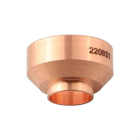 Ten Pack Fine Shield 220931 For Hypertherm Pmx 45Xp 65 85 105 Plasma Cutter Replacement Part, brass material, circular shape.