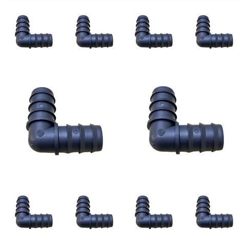 Large Size 10 Piece Drip Irrigation Barbed Elbow Fittings Kit For 1 Inch Tubing 25mm OD 0.75 Inch ID Easy Install Leak Free Connectors