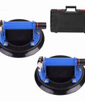 Heavy Duty Vacuum Lifter Set Of 2 8 Inch Suction Cups With Metal Handle for tiles and glass, shown with carrying case.