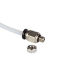 Filament Dryer Box Tubing Set for 3D Printers With Secure Quick Connects And Sealing Caps, side view of connector and nut, easy install.