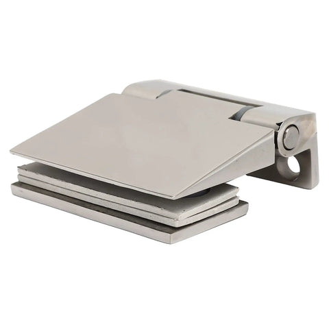Stainless Steel Glass Door Hinge For Home Bathrooms Inclined Single Side Hinge with satin finish, 304 grade heavy-duty hardware.