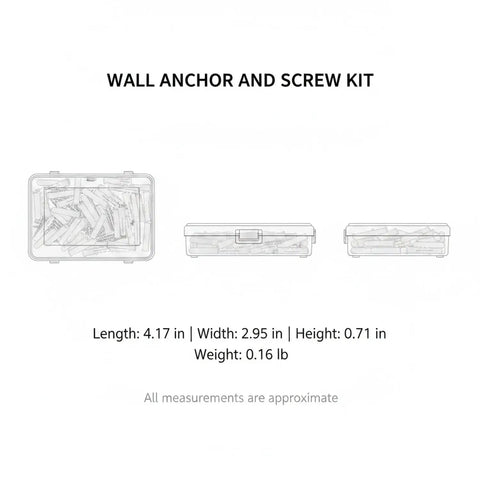 100 Piece White PP Drywall Anchor And Screw Kit With Self Tapping M3x25 Plugs packaging dimensions illustration
