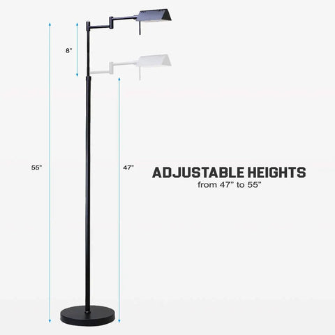 Dimmable LED Pharmacy Floor Lamp With Full Range Dimming And 360 Degree Swing Arms, Adjustable Height Standing Lamp