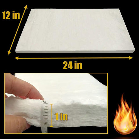 Top Shelf Heavy Duty Ceramic Fiber Blanket 24 By 12 By 1 Inch Thick Fireproof High Temp Insulation Mat Rated To 2400 Degrees Fahrenheit on display.