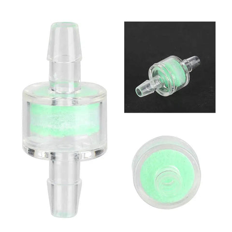 Aurikall 10 Pack Three Layer Transparent ABS Computer Water Cooling Filter showing green filter element and 7mm diameter connectors.