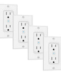 Four Smart WiFi Outlet Four Pack With Two Independently Controlled Outlets 15 Amp Smart Wall Outlet Works With Alexa And Google Assistant Voice Control And App Remote Timers And Countdown ETL And FCC Certified White