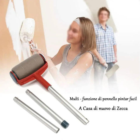 Premium Flocked Paint Roller Edger Tool For Walls And Trim with handle and extension for easy painting.