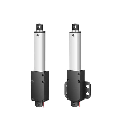 Tiny But Mighty Linear Actuator For Home Automation And DIY Projects, 12V 24V 6V Compatible, 150N Max Force (33Lbs), IP60 Dust Proof, 10mm Stroke, 4mm Per Second Speed, Quiet Operation, Durable Build, Compact And Safe. Two compact metal linear actuators with mounting brackets