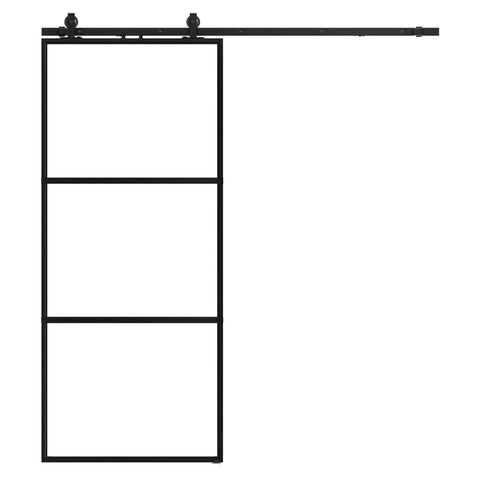 36 By 84 Inch Metal And Glass Sliding Barn Door With Hardware Kit Soft Close Included Ships In Three Pieces For Easy Assembly