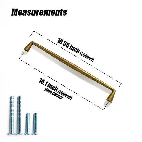 Measurements of Vintage Retro Antique Brass Zinc Alloy Cabinet Handles 10 Inch Center To Center Six Pack Durable Kitchen Hardware