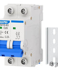 Miniature Circuit Breaker 1000V 2 Pole 20 Amp Isolator For Solar PV Systems With Thermal Magnetic Trip DIN Rail Mount C20 DC Disconnect Switch And Instantaneous Overload Protection, front view