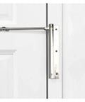 Adjustable Door Closer Hinge With Spring, Stainless Steel, Chrome Finish, Easy Install for Interior Doors on white door
