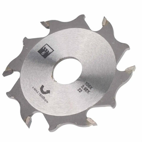 Professional Tungsten Carbide Biscuit Jointer Blade 100mm With 22mm Arbor Precision Woodworking Saw Replacement close-up view of blade teeth.