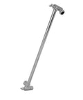 Solid Brass Shower Arm Extension 16 Inch With Flexible Height And Easy Adjust Angle Control Universal One Half Inch Pipe Connection Sturdy Lock Great For Rain Showerheads Chrome Polished Finish Enlarges Coverage And Customizable Shower Setup shown angled with chrome finish.