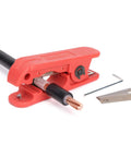 Round Cable Stripper For AWG 12 To Four Zero Pro Grade Beefy Adjustable Jacket Stripping Tool with spare blades shown