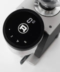 Top view of the Precision Grinder from the Rock Solid Dual Boiler Espresso Machine Bundle with sleek black finish.