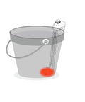 Illustration of 1300W Immersion Bucket Heater with Adjustable Thermostat and Auto Shutoff inside a bucket heating water.