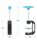 Aluminum C Clamp With 1/4 Inch And 3/8 Inch Mounting Points Blue T Handle Beefy Heavy Duty Desk Cart Bench Post Clamp Jaw Opens 3mm To 65mm Rock Solid Rigging For Studio Cameras Woodworking And DIY Projects, black clamp with 190mm height and 65mm opening