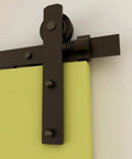 Heavy Duty Barn Door Stopper Set For 40mm Flat Tracks, Adjustable Spring Door Stops close-up view installed on track