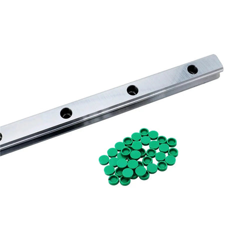Beefy HGR25 Linear Rail Slide Block Combo For Dual Axis CNC Projects, silver rail with green end caps