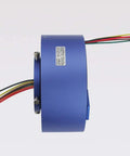 Side view of Beefy Through Hole Slip Ring 6 Wire 6 Channel Conductive Rotary Connector 10A 220VAC DC with colored wires