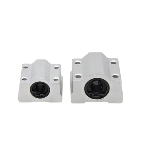 4 Pack SC6UU Linear Motion Ball Bearing Slide Block Bushings For CNC Router Builds, silver aluminum bushings in two sizes.