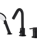 Black Roman Tub Faucet Set With Hand Shower 3 Hole Deck Mount Bath Fixture Spout Diverter Pull Out Sprayer CUPC Certified Lead Free