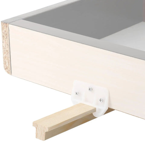 Classic T Shaped Hardwood Center Mount Drawer Slides Four Pack Wooden Cabinet Glides mounted on a drawer for easy glide.