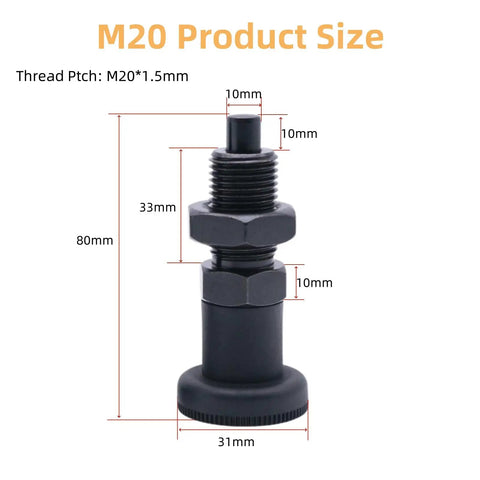 M20 Product Size dimensions for Tough As Nails Carbon Steel Retractable Spring Plunger Ball Nose Push Fit Handle.
