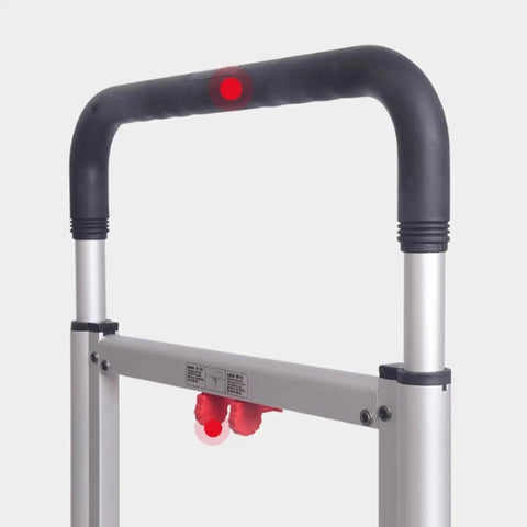 Heavy Duty 300 Lbs Folding Platform Trolley With Adjustable Handle Portable Flatbed Cart For Easy Transport Of Goods Perfect Utility Cart For Warehouse And Home Use Durable And Reliable, close-up handle