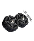 Folding bicycle rear roller wheels, two black 58mm omni-directional, close-up