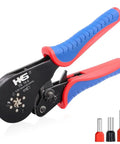 Ferrule Crimping Tool For AWG 30 To 5 Wire Ends And Terminals with hexagonal crimp surface and colorful non-slip handles