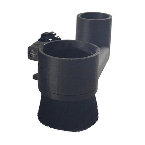 Knockout Magnetic Spindle Brush Dust Shoe For Cnc Woodworking Tools Featuring Hella Efficient Sawdust Extraction And Quickly Interchangeable Bristles, black brush close-up