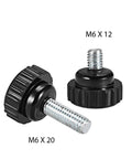 Knurled Threaded Thumb Screws Set M4 M5 M6 in 12 and 20mm Lengths Zinc Plated Silver and Black Finish Heavy Duty Grip Knobs For Machinery