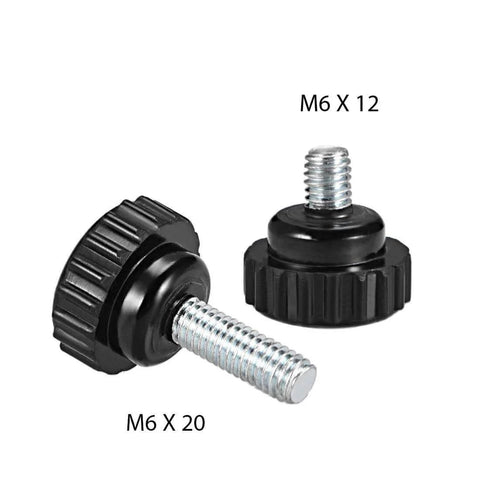 Knurled Threaded Thumb Screws Set M4 M5 M6 in 12 and 20mm Lengths Zinc Plated Silver and Black Finish Heavy Duty Grip Knobs For Machinery