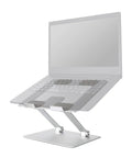 Sturdy Portable Ergonomic Laptop Stand For Desk With Height Adjustable Riser And Ventilated Cooling Foldable Frame Fits Most Laptops Up To 15 Inches Silver