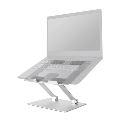 Sturdy Portable Ergonomic Laptop Stand For Desk With Height Adjustable Riser And Ventilated Cooling Foldable Frame Fits Most Laptops Up To 15 Inches Silver