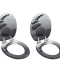Premium Two Pack Mdf Toilet Seats Featuring Smooth Soft Close Lids And Rugged Zinc Alloy Hinges Trendy Stone Texture Finish, grey stone design